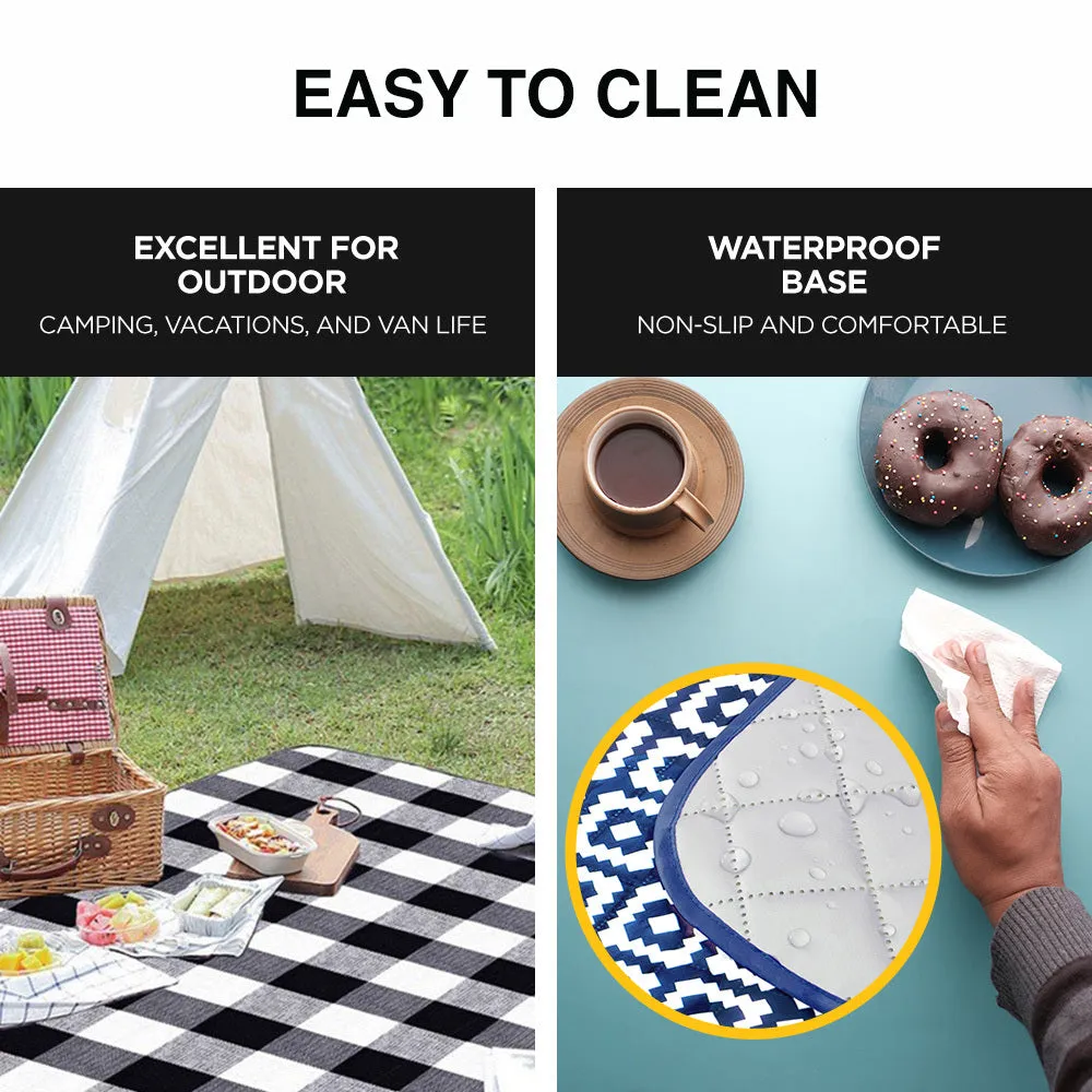 Viviendo 200x200cm Waterproof Outdoor Picnic Rug Blanket - Blue Pixel