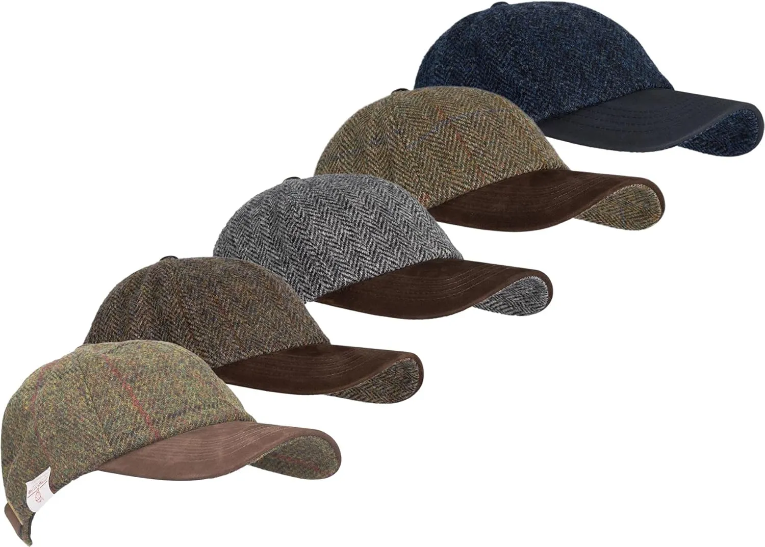 Walker and Hawkes Unisex Harris Tweed Brungton Baseball Cap w/Suede Leather Peak - Classic Tweed Hat for Stylish Comfort