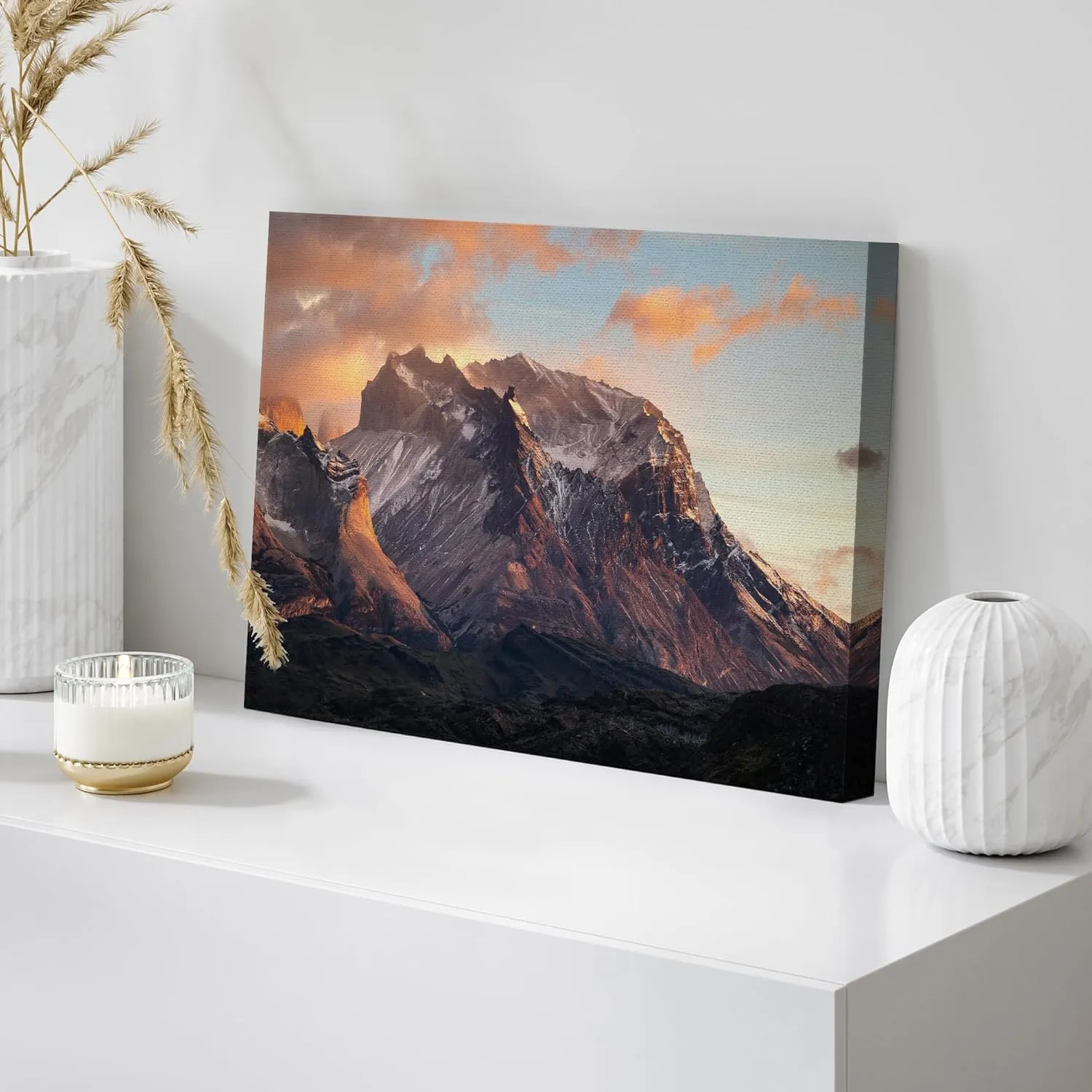 wall26 Canvas Print Wall Art Dramatic Sunset Over Rocky Mountains Photography Realism Scenic Landscape Modern Relax/Calm Colorful for Living Room, Bedroom, Office - 16"x24"