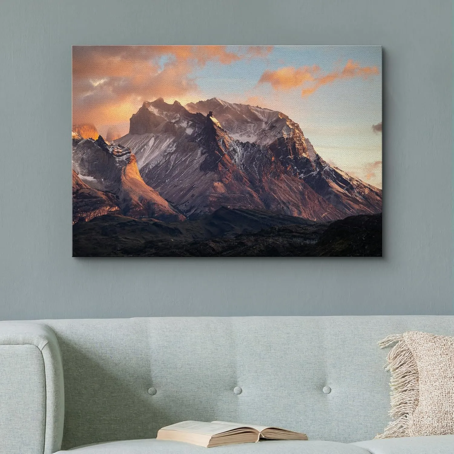 wall26 Canvas Print Wall Art Dramatic Sunset Over Rocky Mountains Photography Realism Scenic Landscape Modern Relax/Calm Colorful for Living Room, Bedroom, Office - 16"x24"