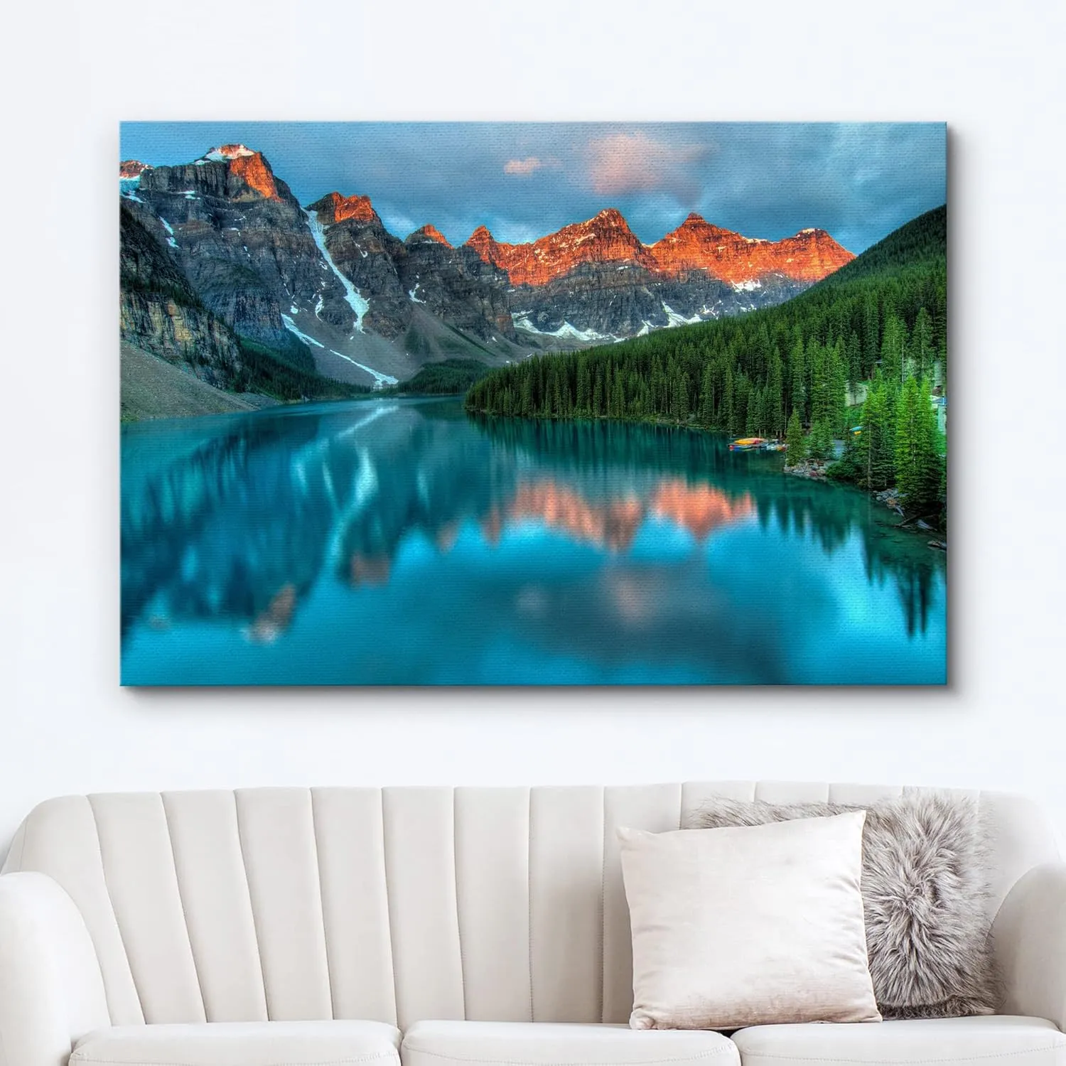 wall26 Framed Canvas Print Wall Art Sunset Mountain & Forest Reflection Nature Wilderness Photography Realism Nautical Scenic Colorful Rustic Ultra for Living Room, Bedroom, Office - 16"x24"