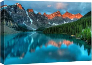 wall26 Framed Canvas Print Wall Art Sunset Mountain & Forest Reflection Nature Wilderness Photography Realism Nautical Scenic Colorful Rustic Ultra for Living Room, Bedroom, Office - 16"x24"