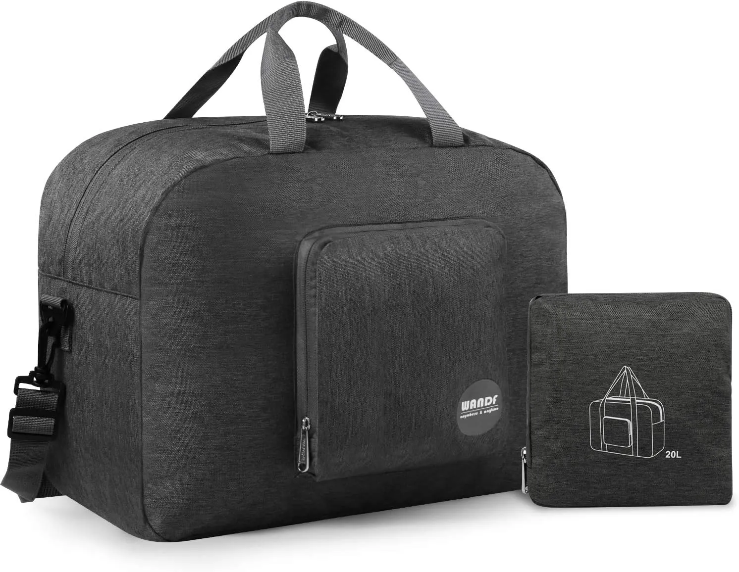 WANDF Foldable Travel Duffel Bag Luggage Sports Gym Water Resistant Nylon