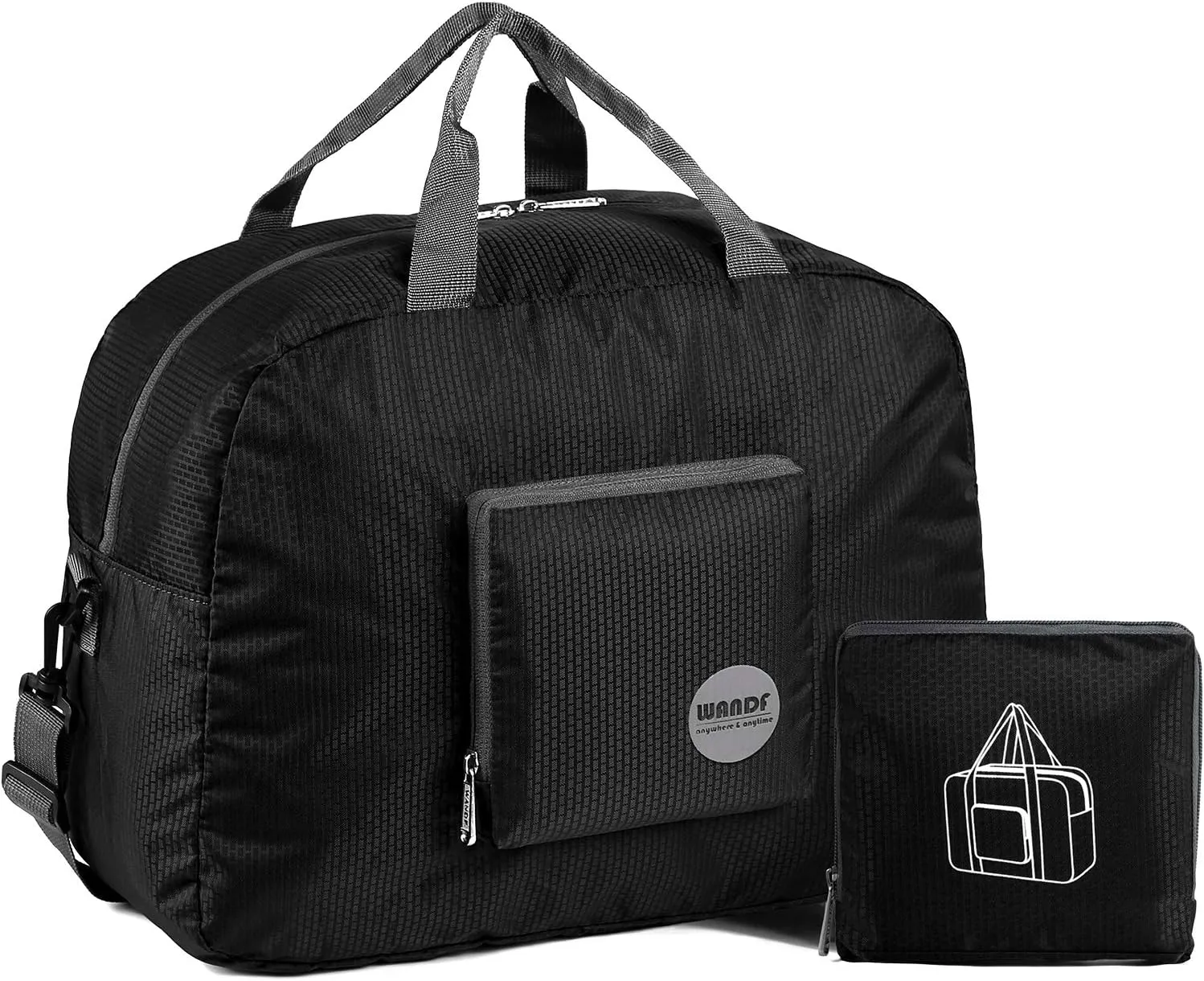 WANDF Foldable Travel Duffel Bag Luggage Sports Gym Water Resistant Nylon
