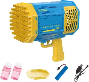 WATER GUN Bubble Machine Gun Toy, Colorful Lights, Thousands Bubbles, Outdoor Toy for Kids 3-12 Years Old (Blue)