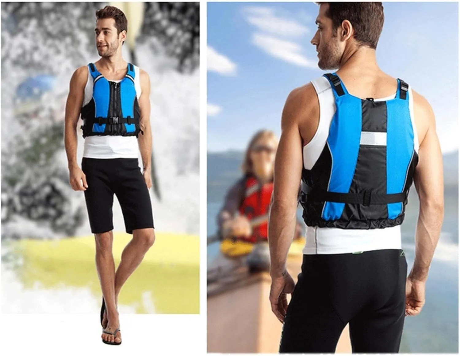 Water Kayaking Jacket for Adults, Life Jacket with Adjustable Safety Strap, Multifunction Kayak Life Jackets, for Men and Women Vest