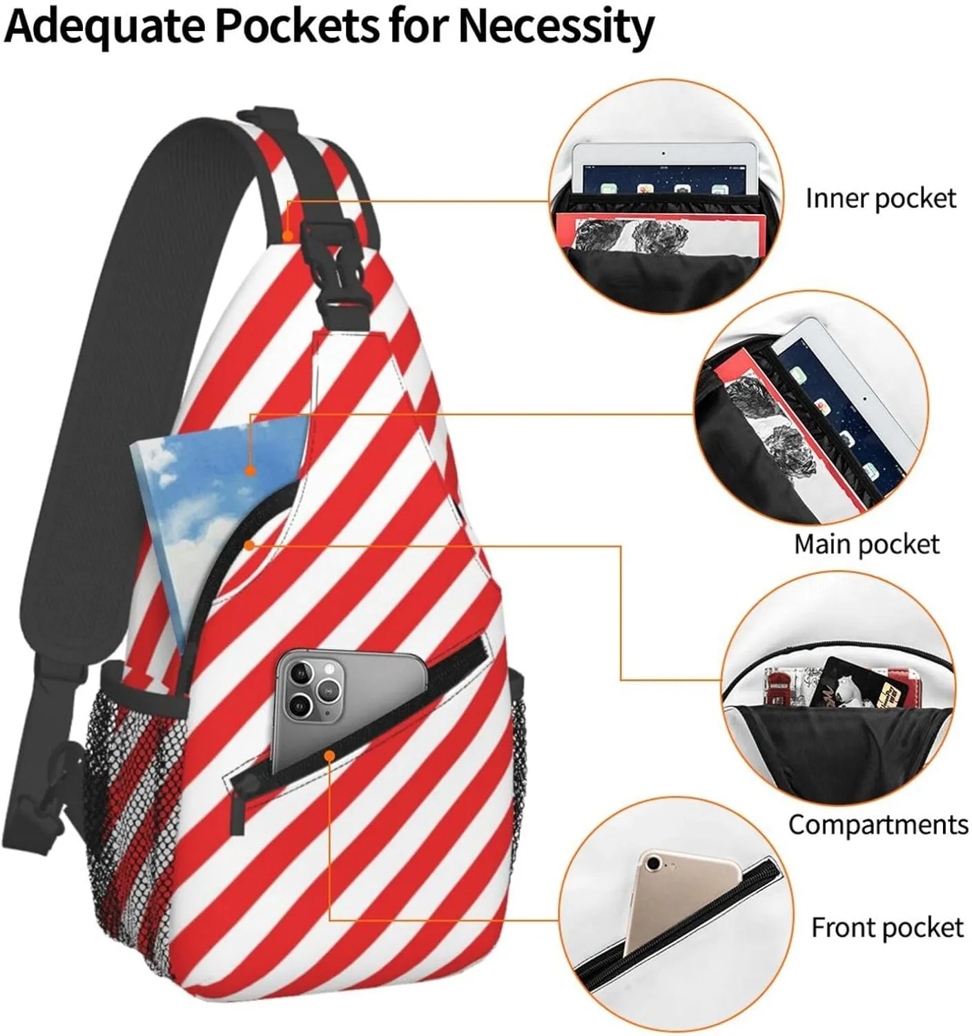 Watermelon Watermelon Skin Crossbody Bag Adjustable Sling Bag Casual Chest Bags Travel Shoulder Backpack