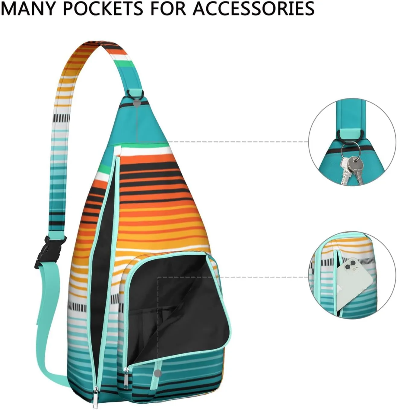 Waterproof Boho Sling Bag Backpack for Men Women Vintage Crossbody Daypack Adjustable Shoulder Chest Bag for Hiking Travel