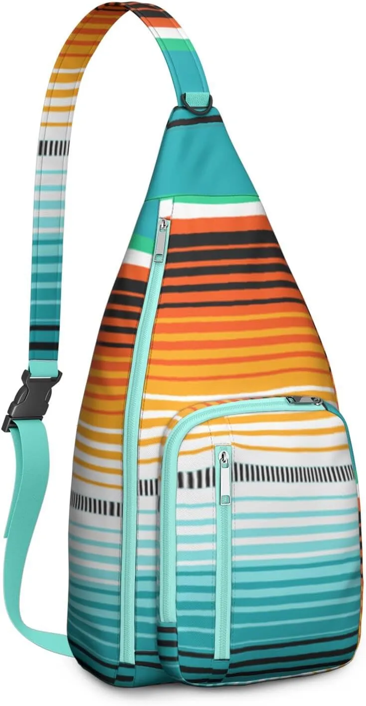 Waterproof Boho Sling Bag Backpack for Men Women Vintage Crossbody Daypack Adjustable Shoulder Chest Bag for Hiking Travel