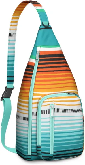 Waterproof Boho Sling Bag Backpack for Men Women Vintage Crossbody Daypack Adjustable Shoulder Chest Bag for Hiking Travel