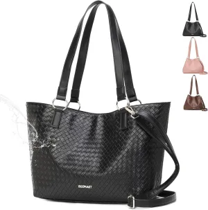 Waterproof Handbag Woven Tote Bag for Women/Ladies, PU Vegan Leather Shoulder Bag Fashion Large Crossbody Bags