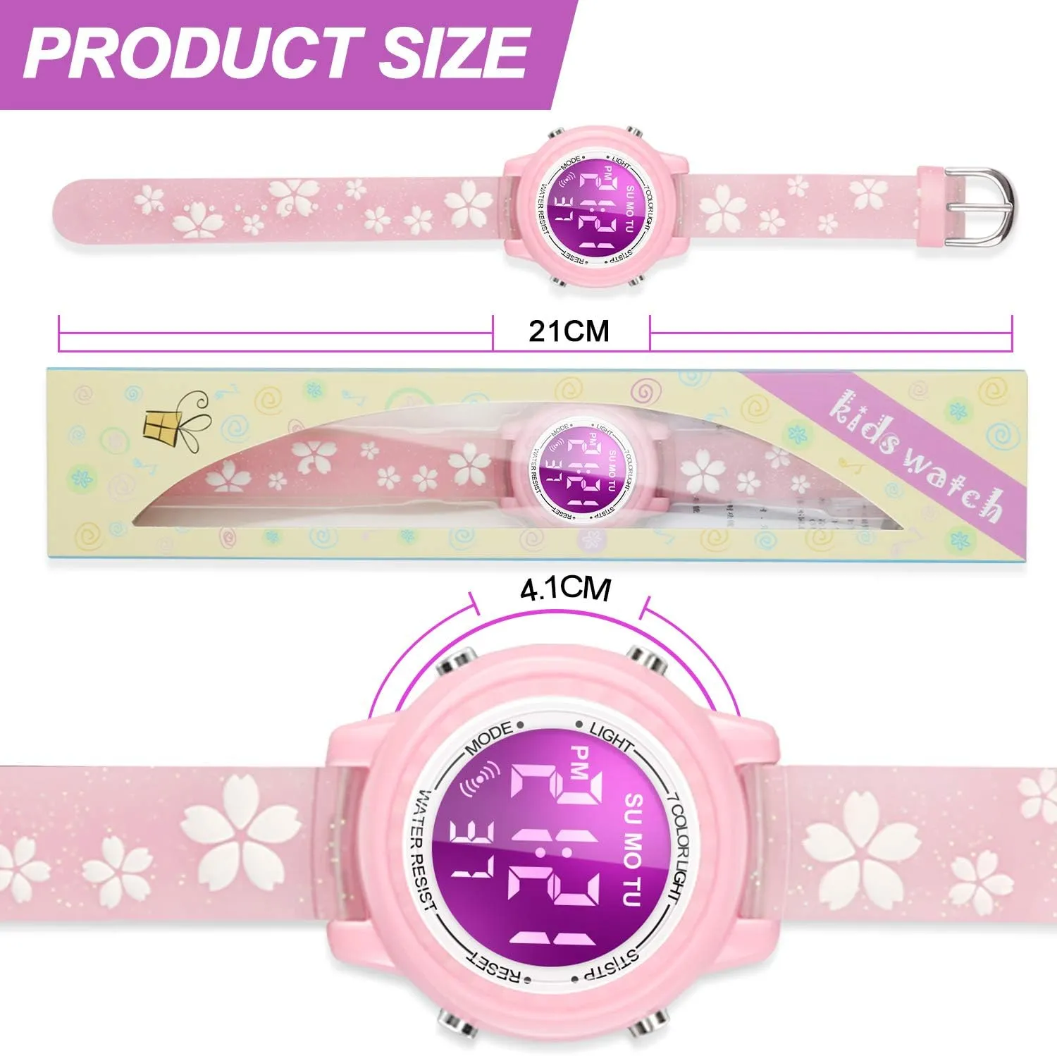 Waterproof LED Kids Watches with Alarm - Kids Toys Gifts for Girls Age 3-10