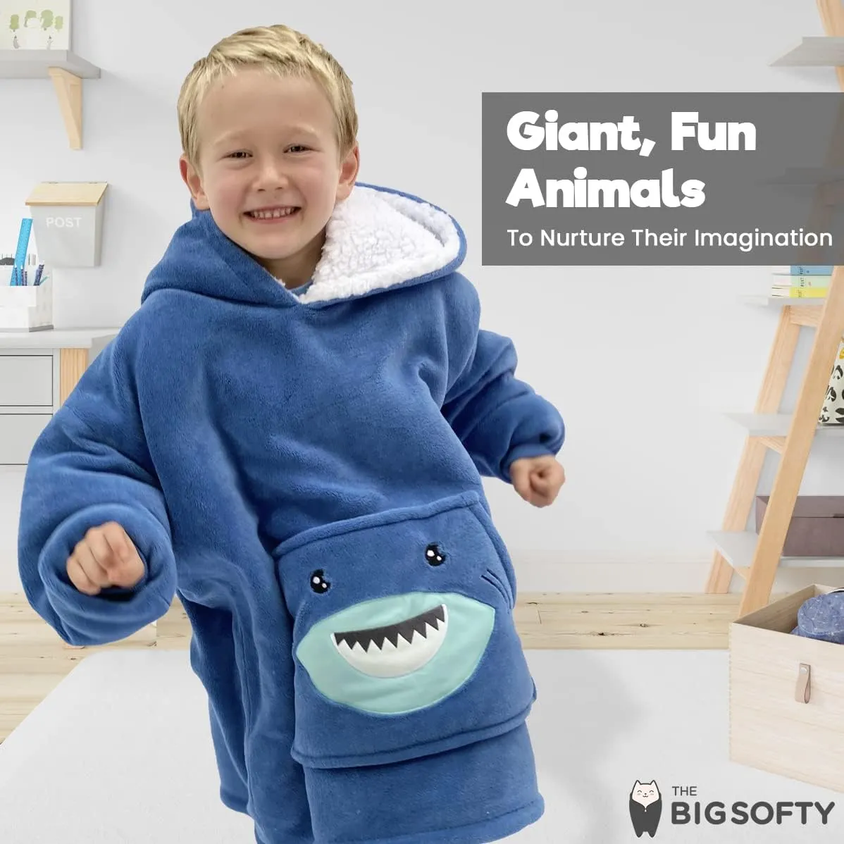 Wearable Blanket Kids 3-10yr, Fun Animal Kids Blanket Hoodie, Hooded Sweatshirt, Oversized Comfy Hoodie Boys, Girls, Toddlers