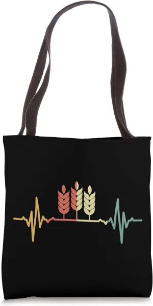 Wheat Crops Cardiogram Farmer Husbandry Tote Bag