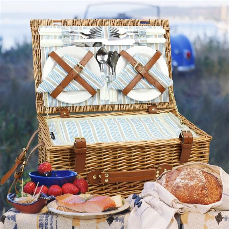 Wicker Picnic Basket Set for 4 Persons