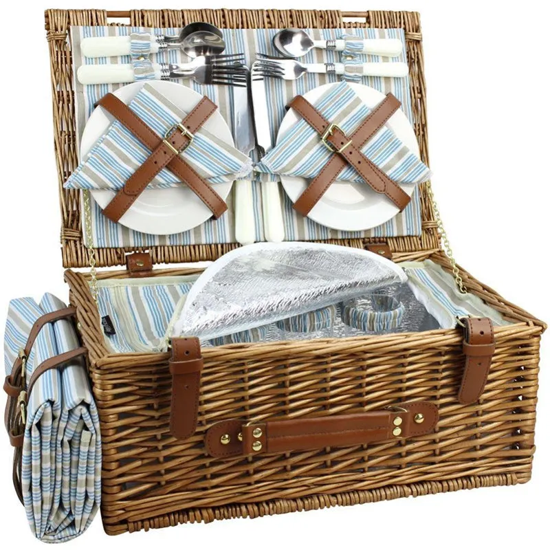 Wicker Picnic Basket Set for 4 Persons