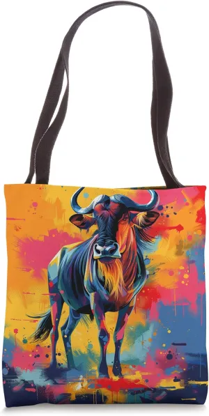Wildebeest Colorful Graphic Tote Bag