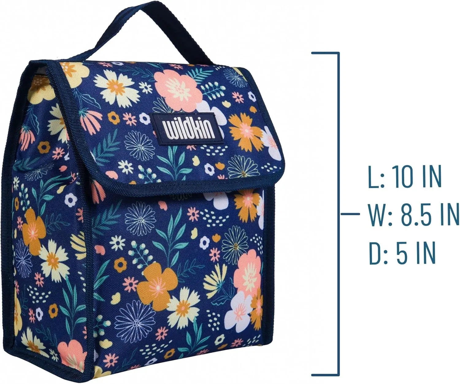 Wildkin Kids Insulated Lunch Bag – Reusable, Ideal for Hot/Cold Snacks, School & Travel - Wildflower Bloom