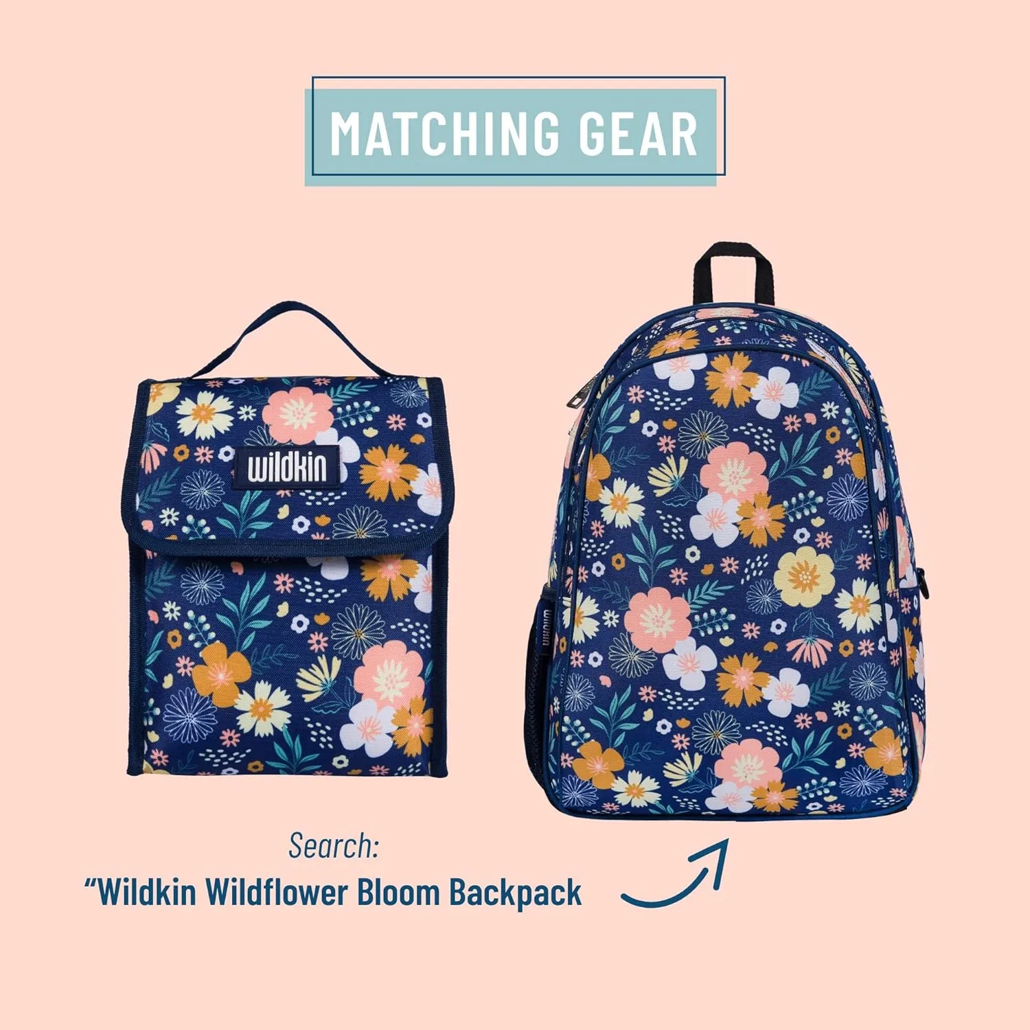 Wildkin Kids Insulated Lunch Bag – Reusable, Ideal for Hot/Cold Snacks, School & Travel - Wildflower Bloom
