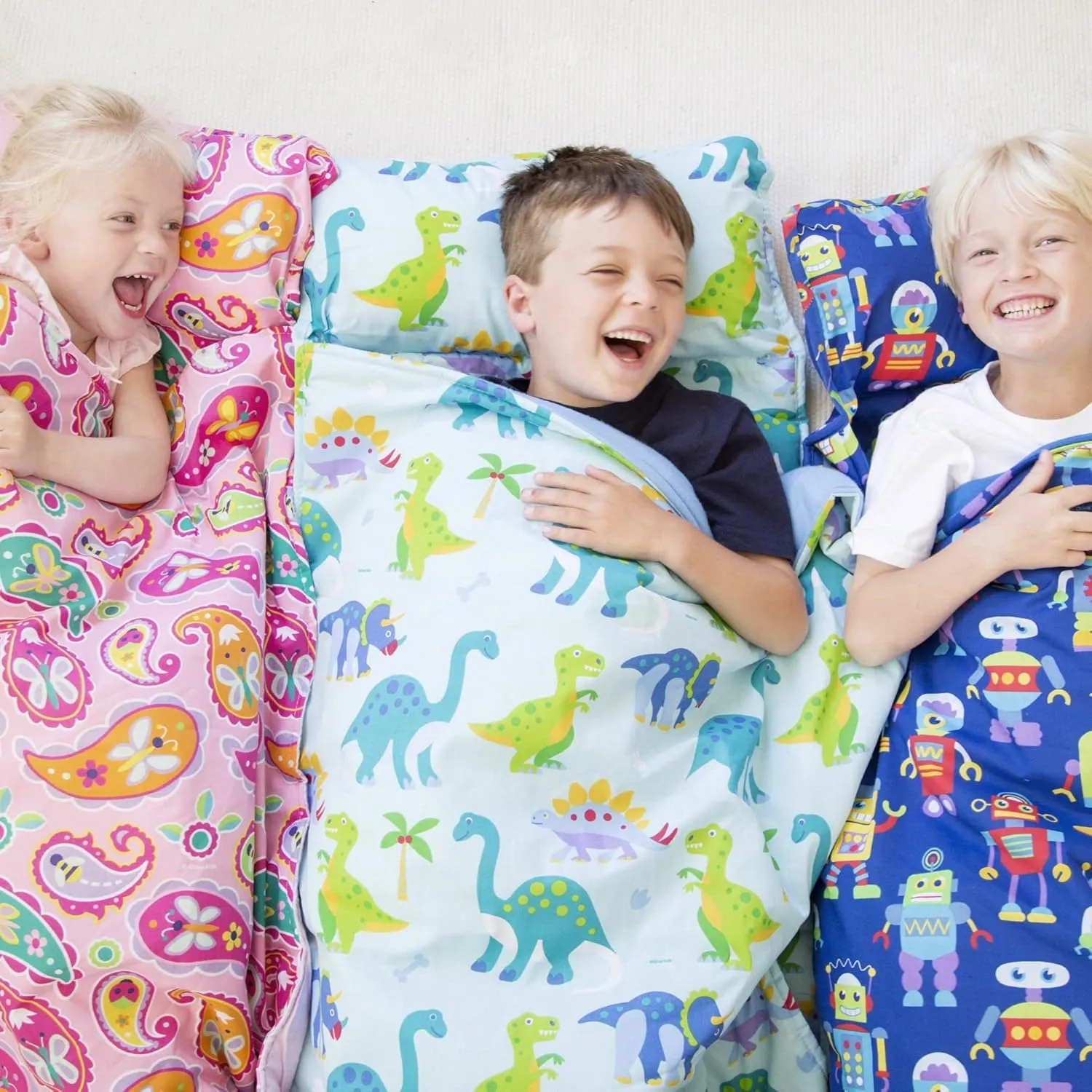 Wildkin Kids Original Nap Mat – Cozy Kids Sleep Mat with Pillow, Ideal for School & Travel - Dinosaur Land