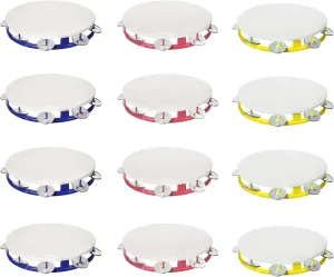 Windy City Novelties 12 Pack Tambourines with Bells for Kids in Assorted Colors | in Bulk | Musical Party Favors Noismakers 70s Retro Kids Musical Instruments