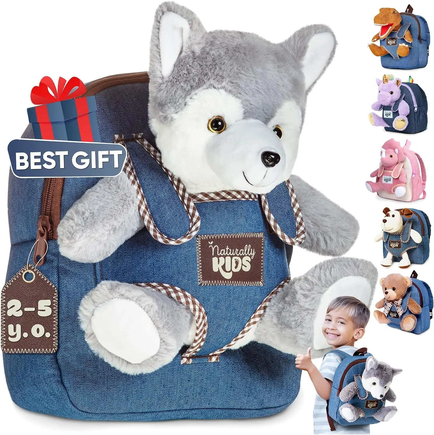 Wolf Backpack, Wolf Toys for Girls Boys, Wolf Stuffed Animal, Husky Toy for Kids
