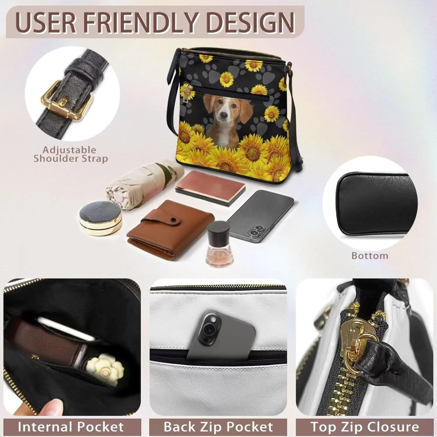 Women Leather Crossbody Hobo Bag Satchel Purse Cross Body Purse Handbag with Adjustable Shoulder Strap