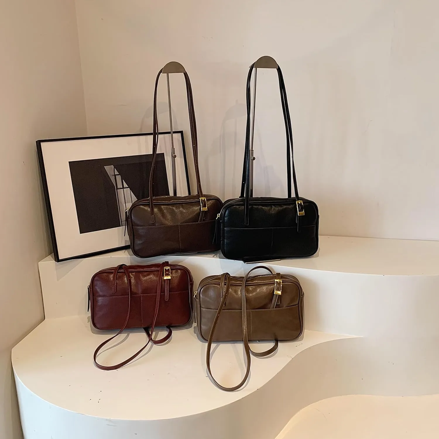 Women Shoulder Bag PU Leather Trendy and Functional Handbag Large Capacity with Adjustable Strap