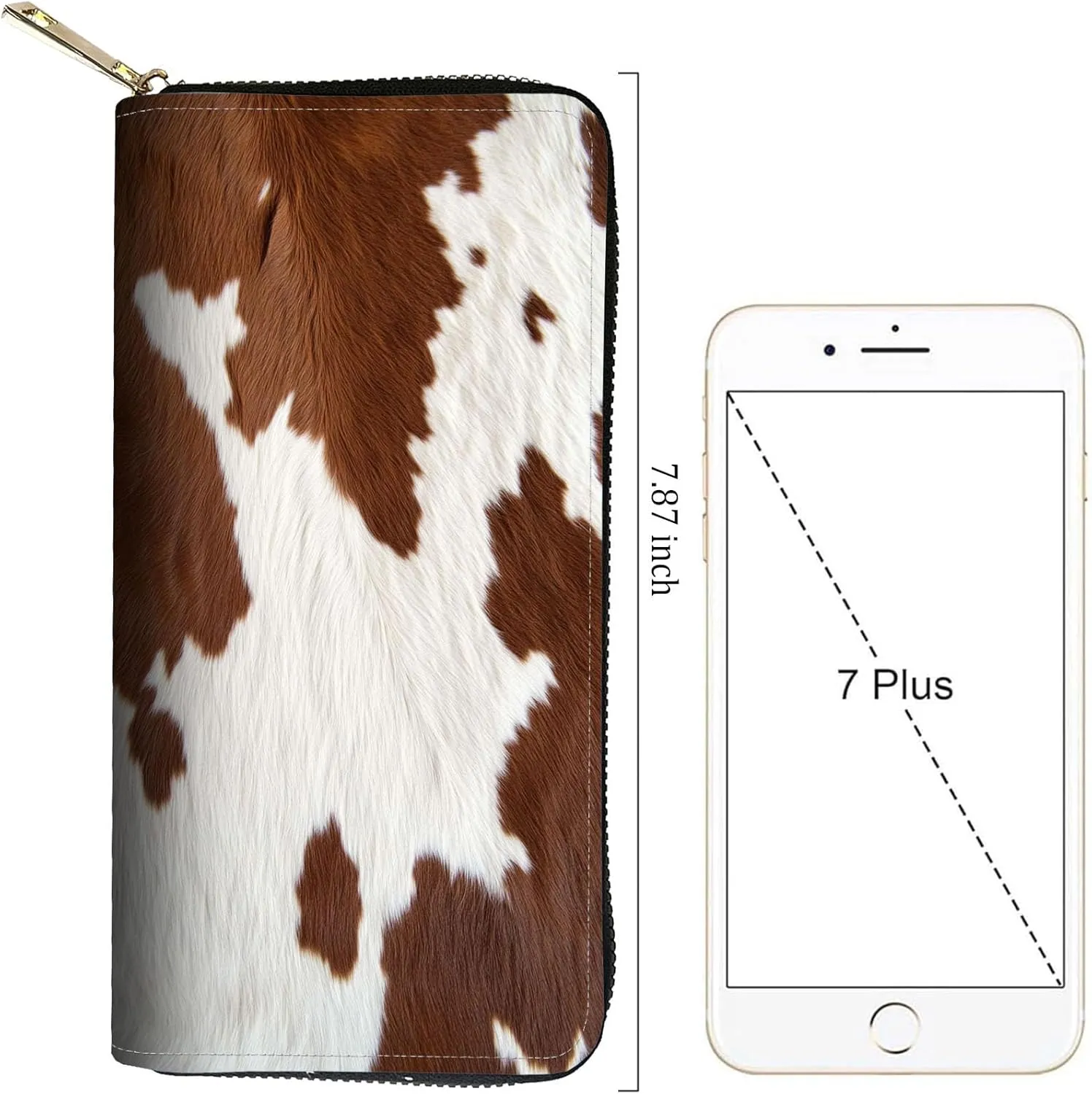 Women Wallet,RFID Blocking Leather Clutch,Large Capacity Zip Around Purse with Multiple Card Slots & Cash Compartments - Cow Hide Animal Print