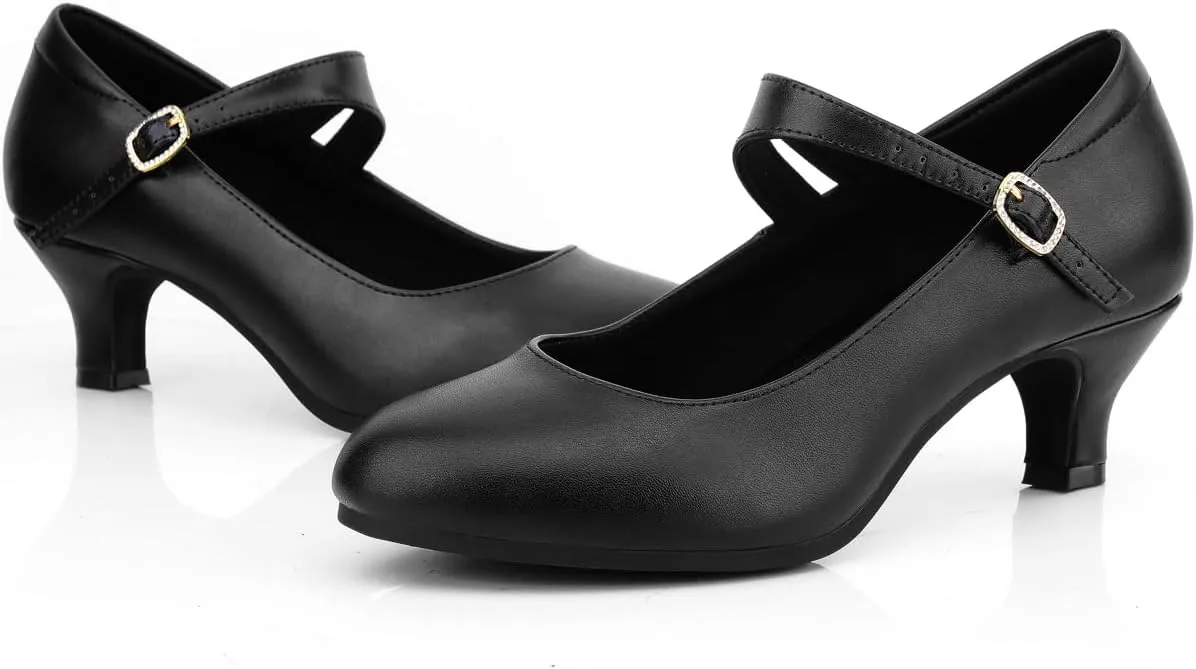 Women's Ankle Strap Heels Character Shoes Wedding Ballroom Latin Dance Pumps