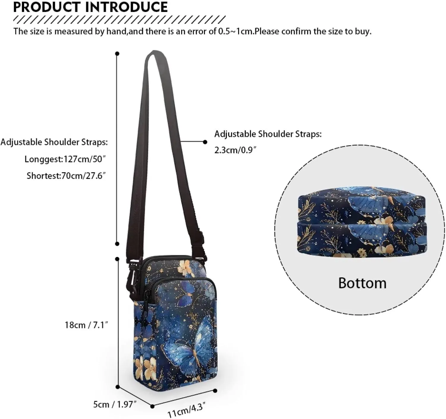 Women's Casual One Shoulder Handbag with Adjustable Strap Double Layered Zipper Snap Ring Fashion Bag