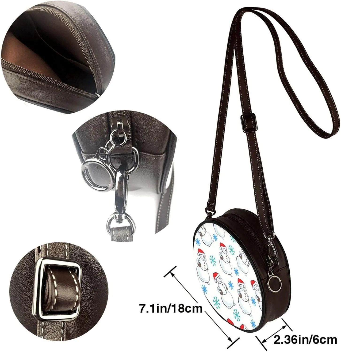 Women's Crossbody Purse - PU Leather Crossbody Bags for Women, Circle Purse Bag for Travel Business Party