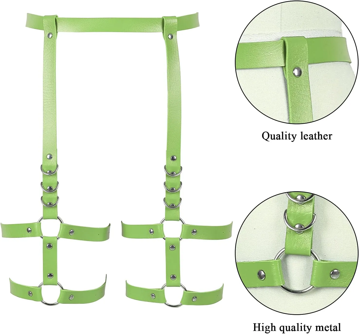 Women's Leather Body Harness Garter Belt Lingerie cage Leg Strap Gothic Punk Stretchy Adjustable Size Halloween Rave