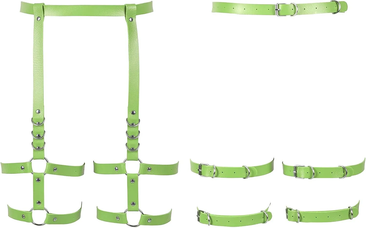 Women's Leather Body Harness Garter Belt Lingerie cage Leg Strap Gothic Punk Stretchy Adjustable Size Halloween Rave