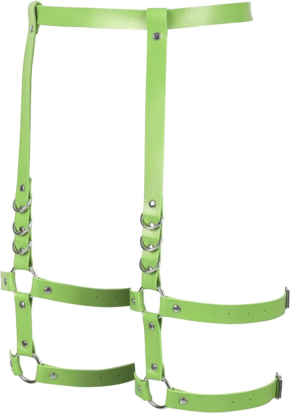 Women's Leather Body Harness Garter Belt Lingerie cage Leg Strap Gothic Punk Stretchy Adjustable Size Halloween Rave