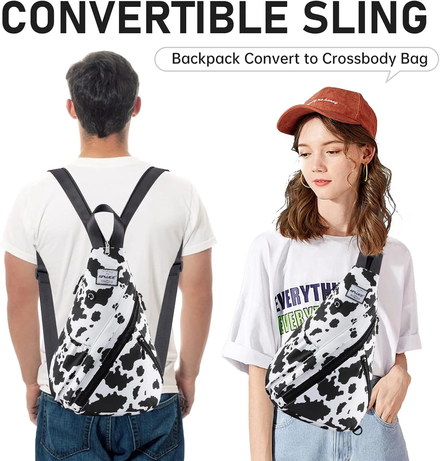 Women's Lightweight Rope Sling Bag - Convertible Chest Bag & Casual Daypack, Water-Resistant Crossbody Backpack for Travel, Sport, Cow