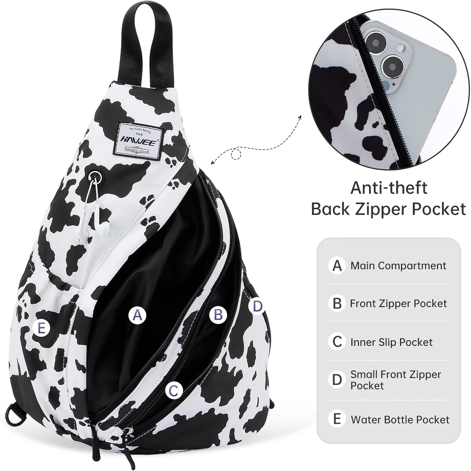 Women's Lightweight Rope Sling Bag - Convertible Chest Bag & Casual Daypack, Water-Resistant Crossbody Backpack for Travel, Sport, Cow