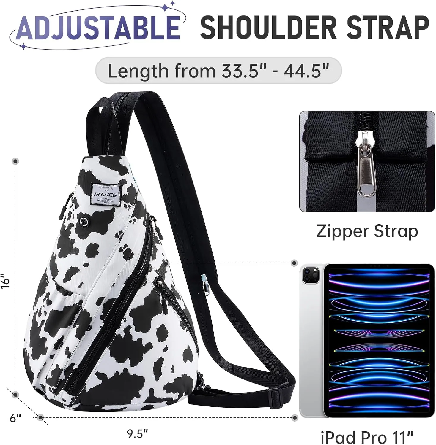 Women's Lightweight Rope Sling Bag - Convertible Chest Bag & Casual Daypack, Water-Resistant Crossbody Backpack for Travel, Sport, Cow