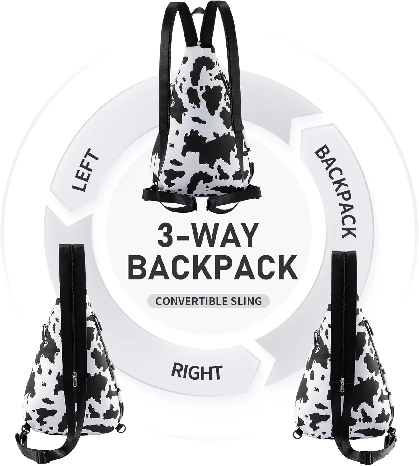 Women's Lightweight Rope Sling Bag - Convertible Chest Bag & Casual Daypack, Water-Resistant Crossbody Backpack for Travel, Sport, Cow