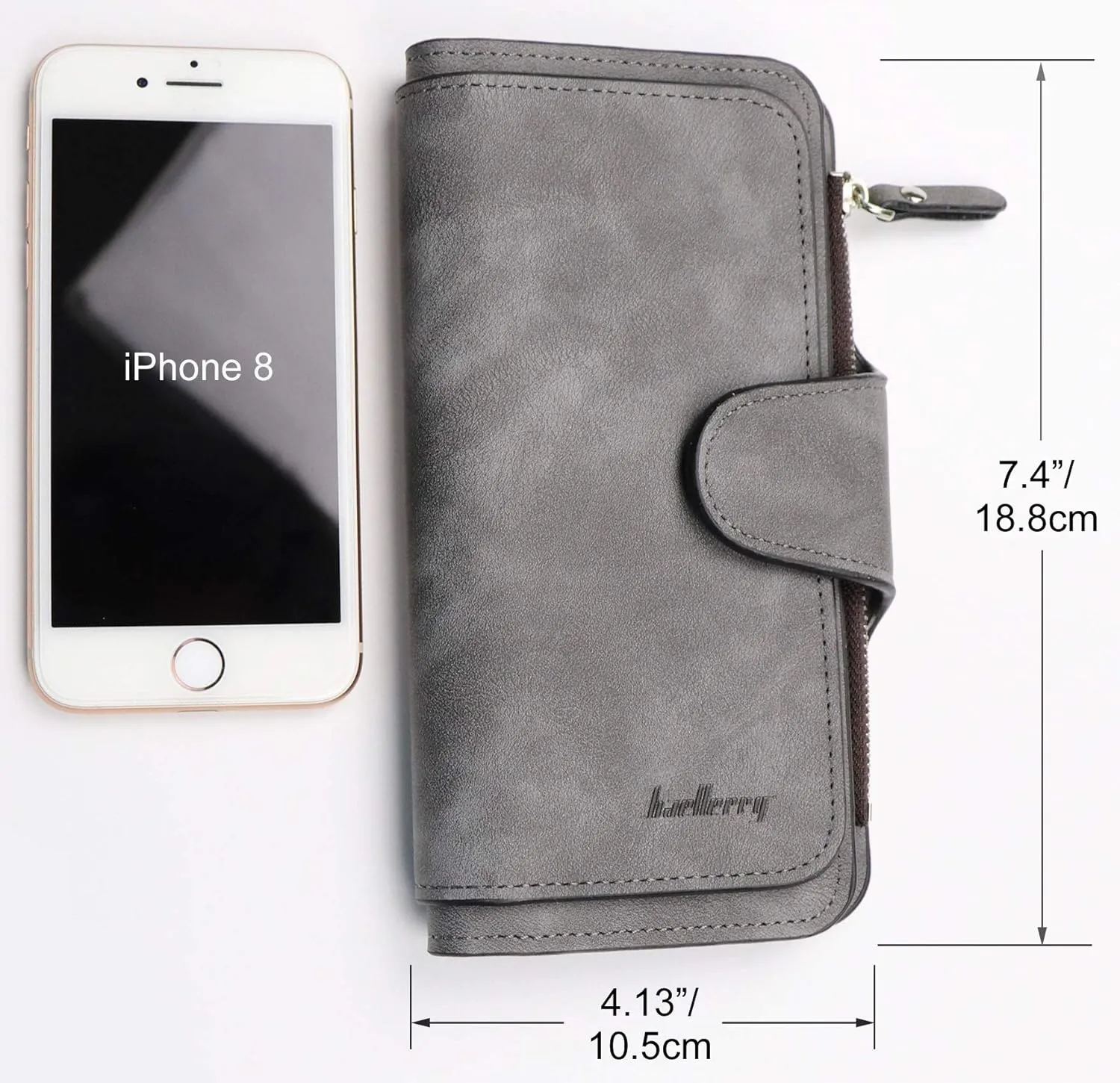 Women's Long Leather Wallet RFID Blocking Cash ID Credit Card Holder for Women Ladies Soft Clutch Wallet with Zipper Coin Pocket Fashion Purse (Dark Gray)