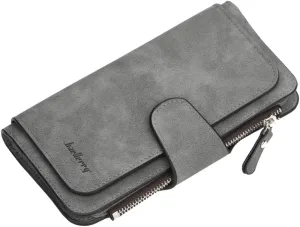 Women's Long Leather Wallet RFID Blocking Cash ID Credit Card Holder for Women Ladies Soft Clutch Wallet with Zipper Coin Pocket Fashion Purse (Dark Gray)