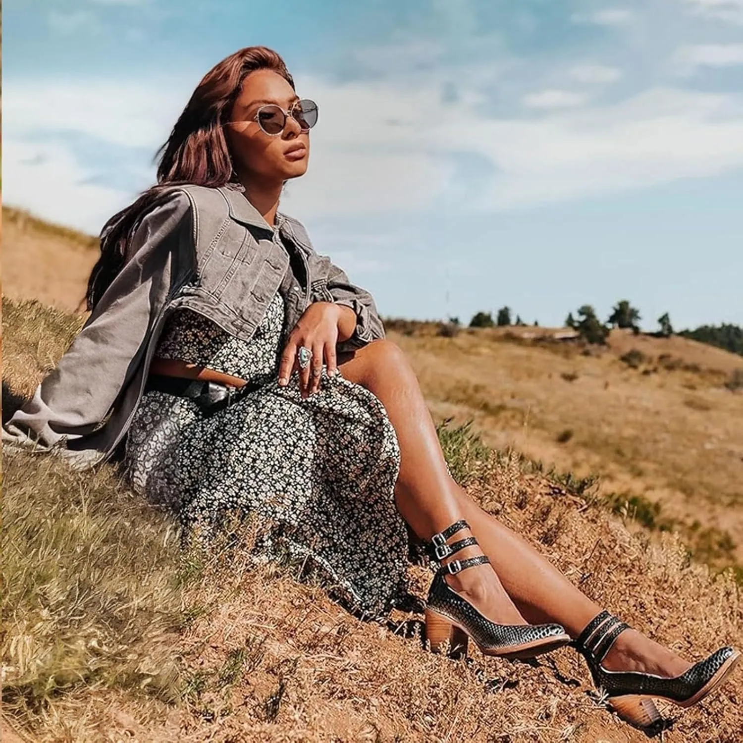 Women’s Mary Jane Pumps, Leather Ankle Strap Block Heels for Women Vintage Round Toe Chunky Pumps Adjustable Buckle Back Zipper Shoes