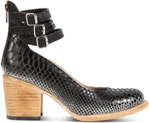Women’s Mary Jane Pumps, Leather Ankle Strap Block Heels for Women Vintage Round Toe Chunky Pumps Adjustable Buckle Back Zipper Shoes