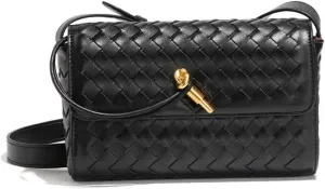 Women's Woven Shoulder Bag PU Leather Fashion Hobo Handbag Crossbody Clutch Satchel Purse Handwoven Underarm Purse