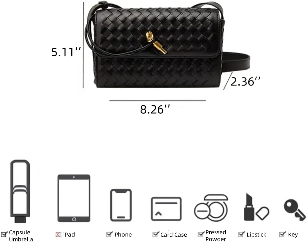 Women's Woven Shoulder Bag PU Leather Fashion Hobo Handbag Crossbody Clutch Satchel Purse Handwoven Underarm Purse