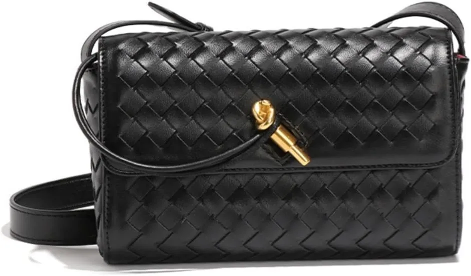 Women's Woven Shoulder Bag PU Leather Fashion Hobo Handbag Crossbody Clutch Satchel Purse Handwoven Underarm Purse