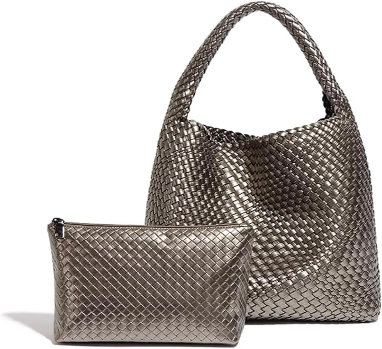 Woven Bag Vegan Leather Hobo handbags for Women, Top-handle Shoulder Tote Braided Bag Underarm Purse