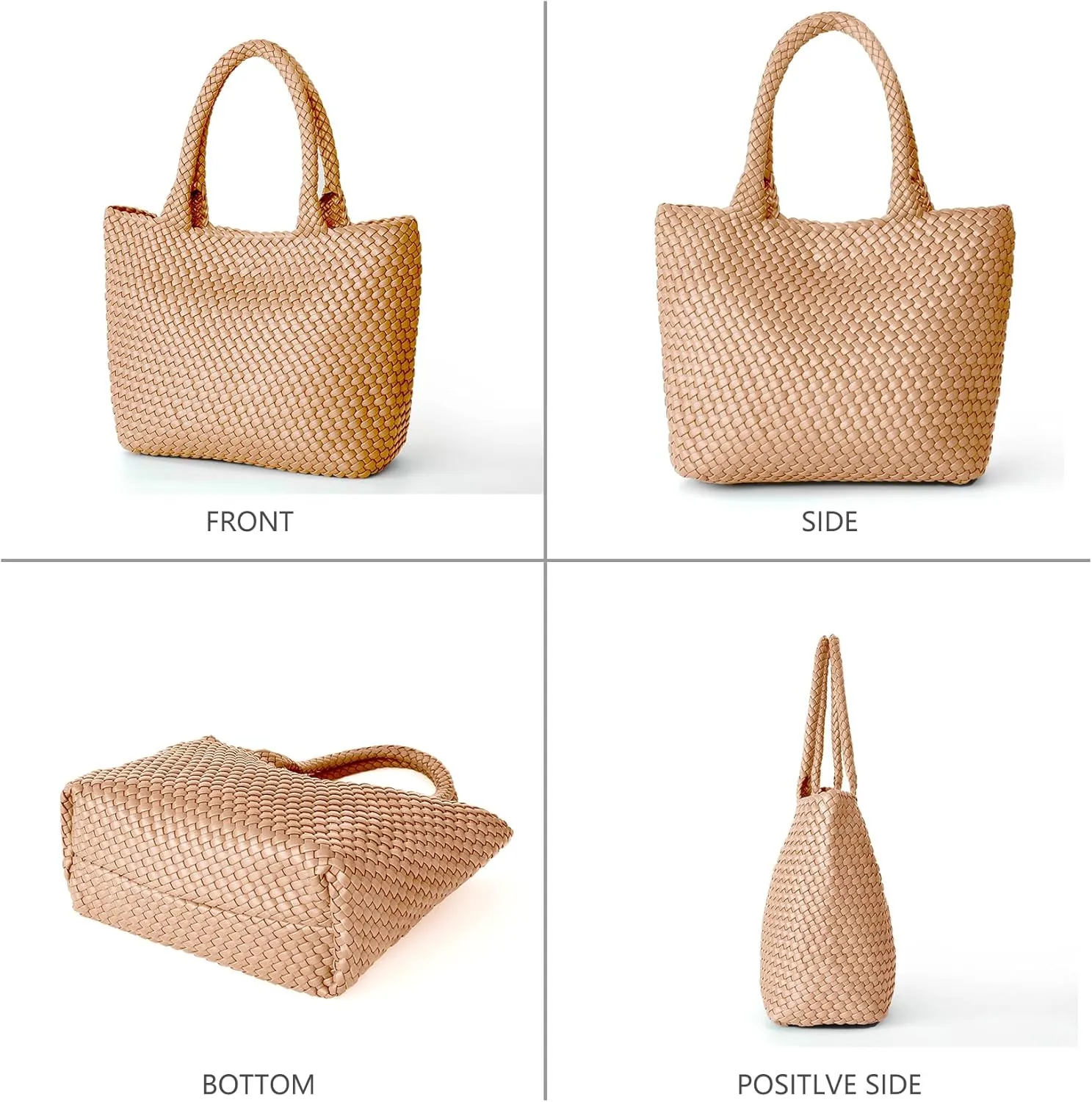 Woven Tote Bag for Women, Fashion Woven Bags for Women Vegan Leather Shoulder Handbags Large Summer Beach Travel Bag