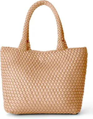 Woven Tote Bag for Women, Fashion Woven Bags for Women Vegan Leather Shoulder Handbags Large Summer Beach Travel Bag