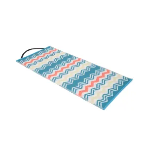 Woven ZigZag Picnic Mat, Turquoise/Coral